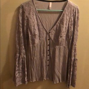 Purple bell sleeve top